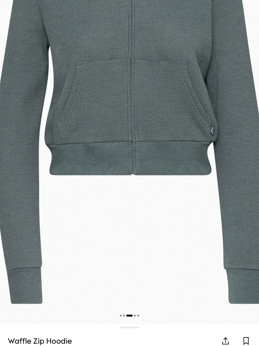 Tna Waffle Zip Hoodie Cropped Thermal Hoodie – Echo Grey – Size Small